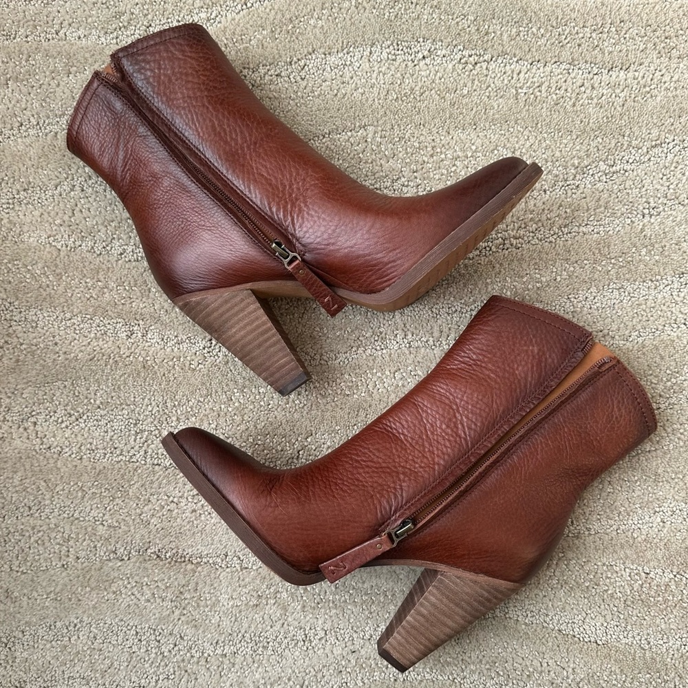 Zodiac Darrah Leather Western Pointed Toe Cone Heel Bootie Cognac Brown Sz 9 NIB - Picture 6 of 16